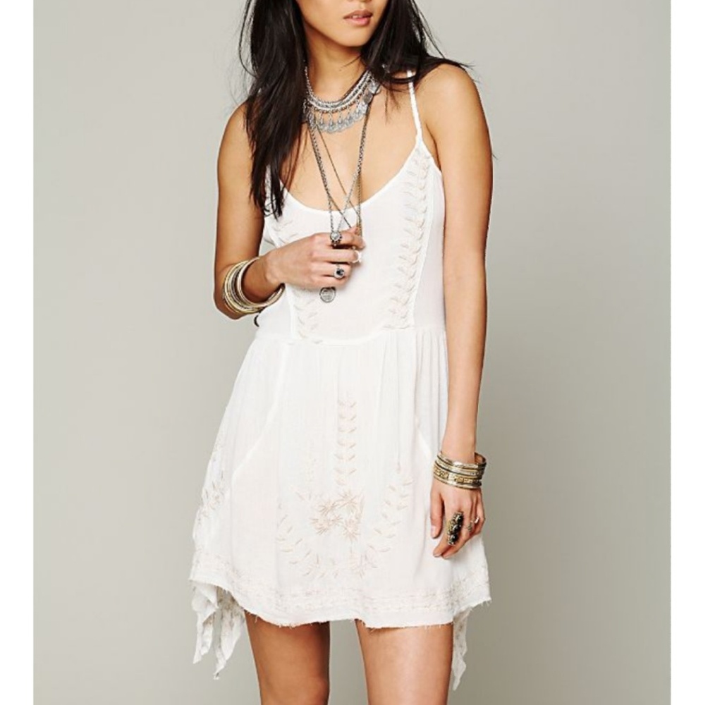 Free people white medows of medallion dress xs/tp